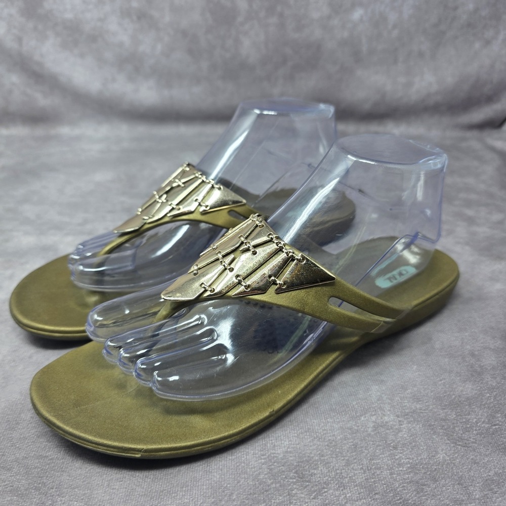 Oka-B Flip Flop Womens Size 8 ML Thong Sandal Gold Metallic Beach